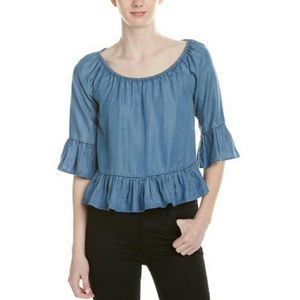 Walter Baker Off the Shoulder Thin Denim Top